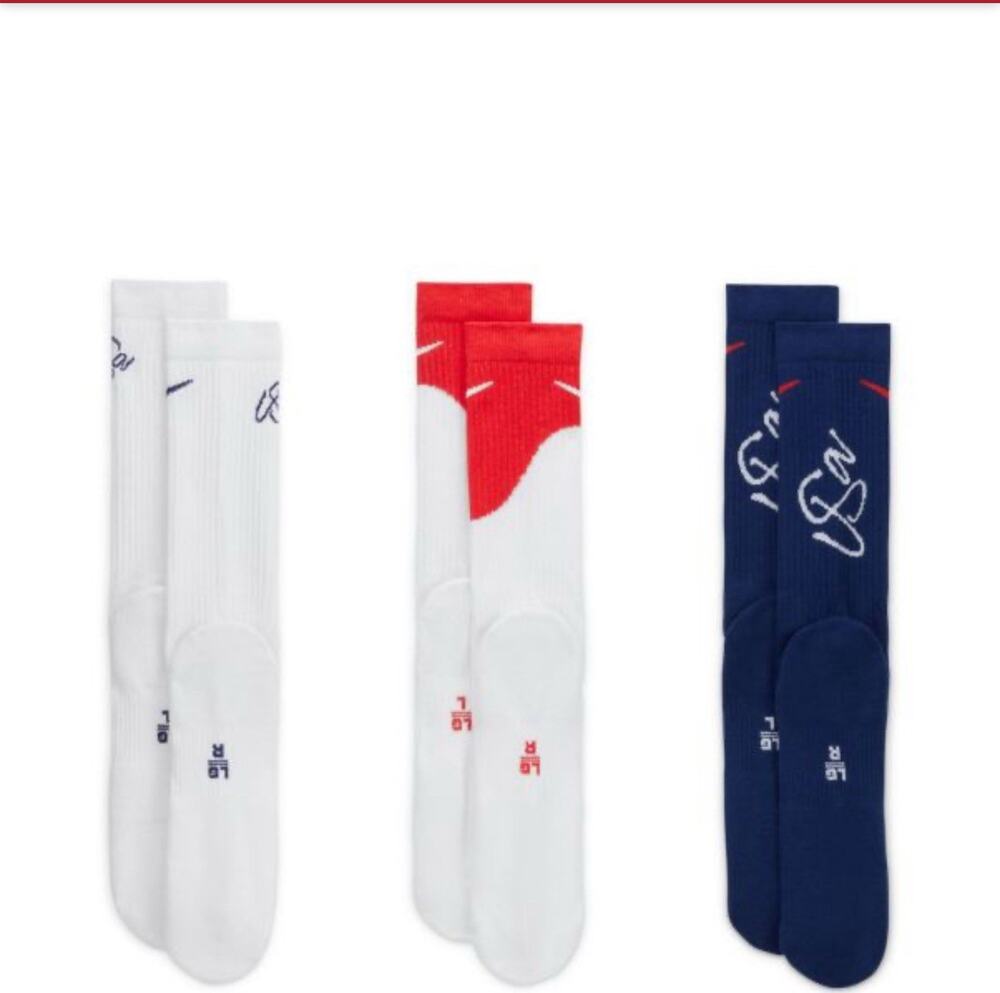 Nike Men’s Everyday USA Team Soccer Crew Socks (DZ7261-912) Size M